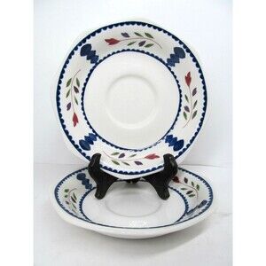 Adams Lancaster Breakfast Soup Cream Saucer Set Of 2~   6 1/4"